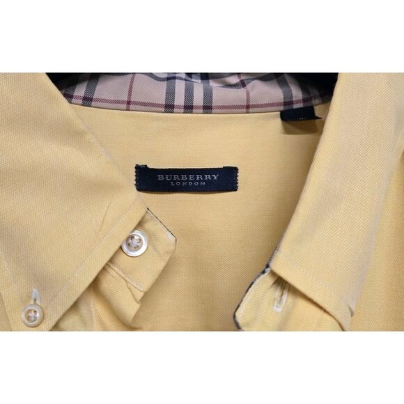 Burberry London Shirt Mens XL Butter Yellow Button Down Cotton Long Sleeve - Picture 4 of 9